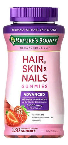Cabelo, Pele, Unhas, 6000mcg Nature Bounty 230 Gomas Sabor Morango