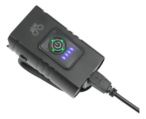 Farol Para Bike 2 Led Cree T6 Recarregável Usb Com Medidor
