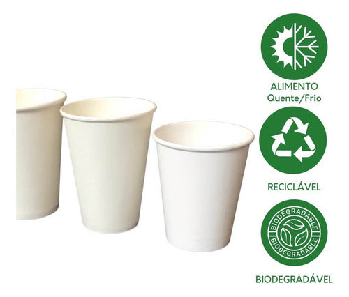Copo Papel Branco 500ml - Pct 80 Unidades Biodegradável