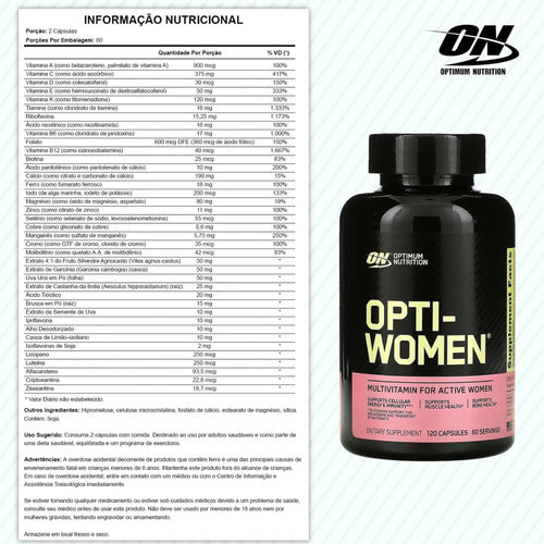 Opti-Women Multivitamínico Optimum Nutrition 120 Caps Para Mulheres