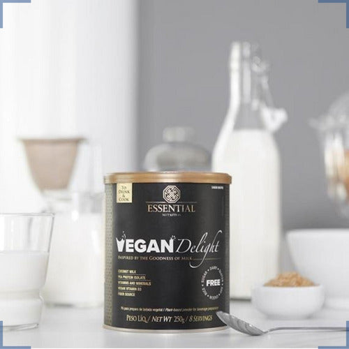 Vegan Delight 240g/8ds Essential Nutrition Bebida Vegetal Sem Sabor Essential Nutrition Pó 250g
