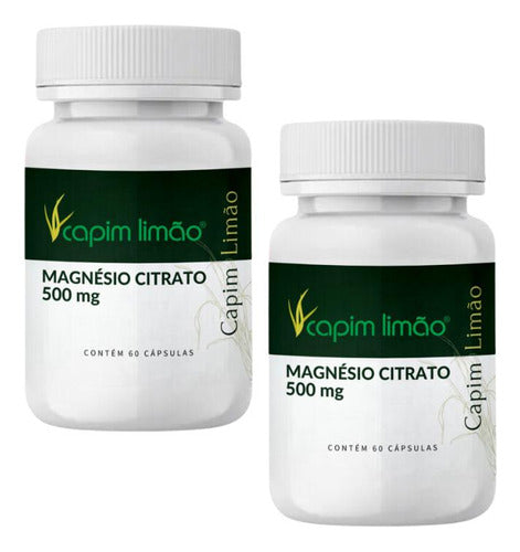 Magnésio Citrato 500mg 2 Potes 60 Caps