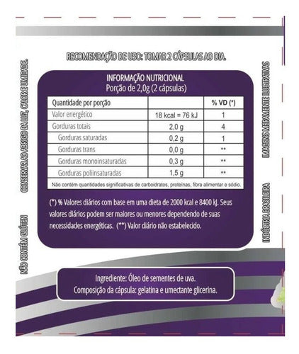 Óleo De Sementes De Uva 1000mg Melcoprol - 120 Cápsulas
