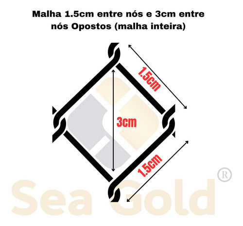 Rede Pesca Lambari Malha 1.5 X 1.5cm ( 15mm ) Fio 0.20 10 Mt