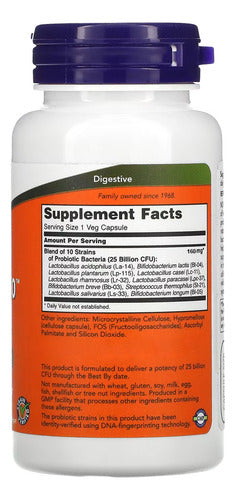 Probiotic-10 25 Billion Now Foods 100capsulas Veg Eua/usa Sabor Sem sabor