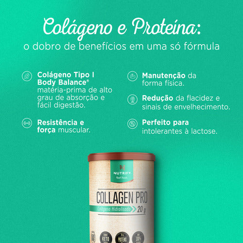 Colageno Hidrolisado e Proteína Collagen Pro Neutro 450g Nutrify