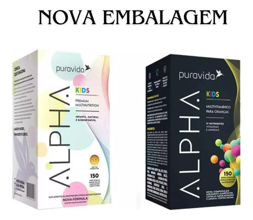 Alpha Kids Puravida, Multivitamínico Kids Premium, 150 Caps Sabor Neutro