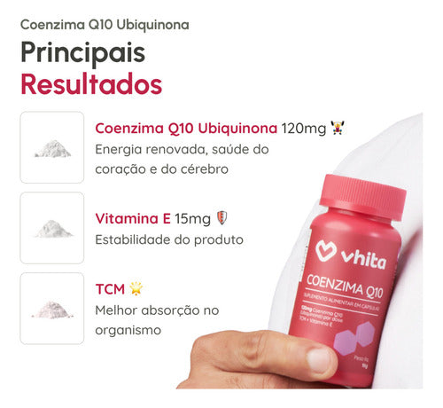 Coenzima Q10 Vhita 120 Mg Com Tcm E Vitamina Em Cápsulas Sabor Sem sabor