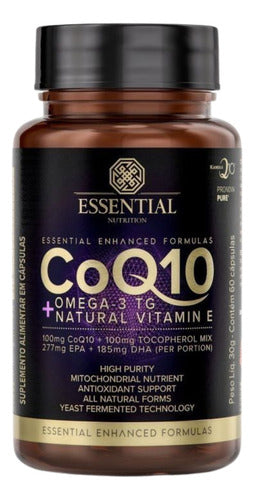 Coq10 + Ômega 3tg + Vitamina E 60 Caps - Essential Nutrition Sabor Sem sabor