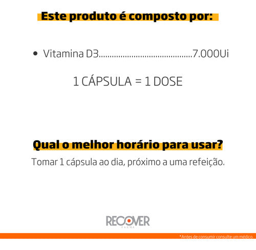 Vitamina D3 7.000ui - 60 Cápsulas Sabor Natural