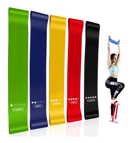 Kit de 5 Faixa Elástica Miniband Treino Pilates e Crossfit