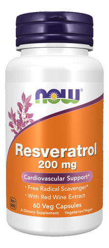 Suplemento Em Capsula Veg Now Foods Resveratrol 200mg, Semente De Uva, Natural