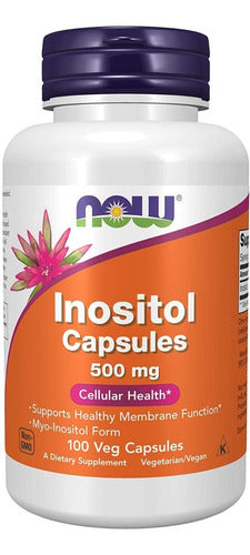 Inositol 500mg Now Foods Metabólico Myo Inositol Form 100 Cápsulas Sabor Sem sabor Original