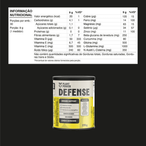 2x Defense Imunidade Limão E Gengibre Plant Power 270g