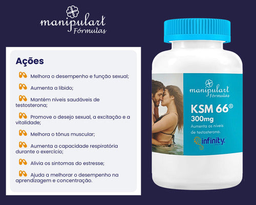 Ksm66® 300mg Infinity Pharma Selo Autêntico 60 Cápsulas Sabor Sem Sabor