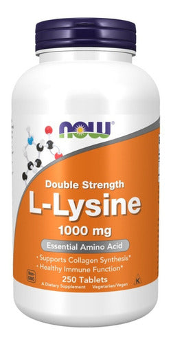Lisina Now Foods 1000 Mg Lysine 250 Tabletes Sabor Sem sabor