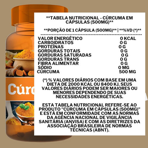 Cúrcuma Longa 360 Cáps 500mg 100% Natural Anti-inflamatório