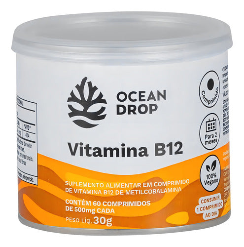 Vitamina B12 500mg 60 Tablets - Ocean Drop Sabor Sem sabor