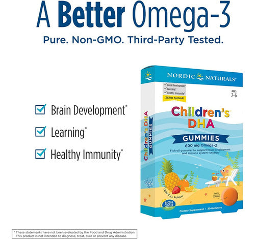 Omega 3 Infantil Criança Dha 600mg 30 Gomas Nordic Naturals Sabor Frutas tropicais