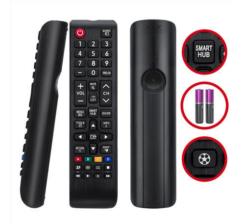 Controle Remoto Universal Compatível Para Tv Samsung Smart Hub Futebol Bn9806046a Led/lcd Un32 Un40 Un43 Un48 Un50 Un55 Un65