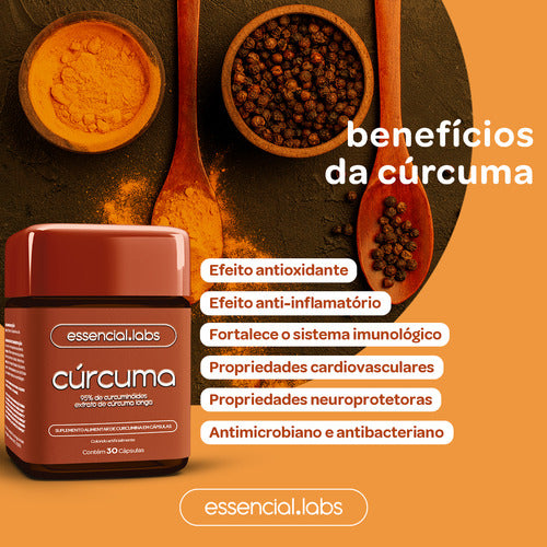03 POTES da CÚRCUMA 130mg - Fórmula com Máxima Concentração e Pureza - 90 Doses