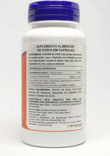 Coq10 Coenzima Q10 200 Mg 60 Cápsulas Vegetais Now Foods