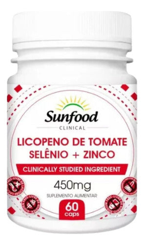 Licopeno De Tomate Selênio Zinco 450 Mg Sunfood 60 Cápsulas