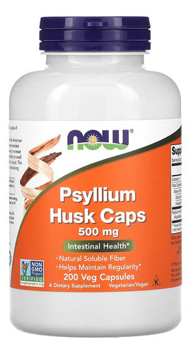Fibra De Psyllium 500mg Now Foods Psyllium Husk 200veg Caps Sabor Sem sabor