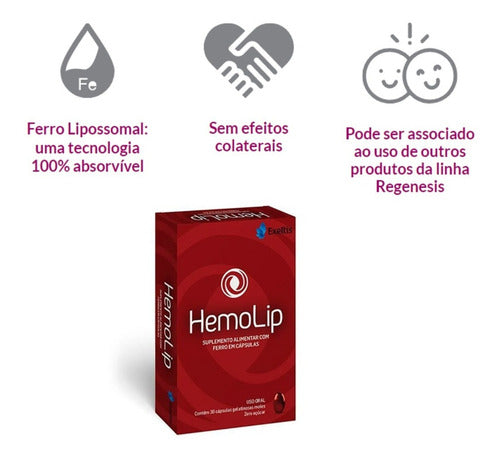 Suplemento Alimentar Hemolip 30 Cápsulas Zero Açúcar Sabor Sem sabor