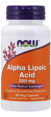 Acido Alpha Lipoico 250mg Now Foods 60cap Alpha Lipoic Acid Sabor Sem sabor