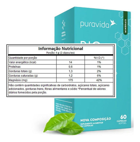 Bio Mag Magnésio Quelato Puravida 60 Cápsulas
