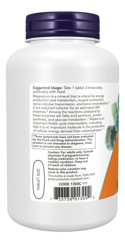 Magnésio Malato Now Foods 1000mg 180 tablets Magnesium Malate