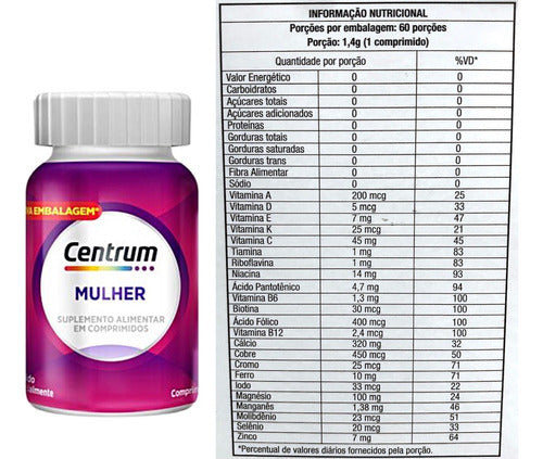 Centrum Mulher Essentials C/60 Rosa Feminino Biotina Zinco
