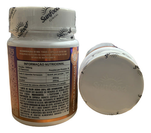 L Triptófano + Inositol 1000mg 60 Cápsulas Sunfood Sabor Sem Sabor