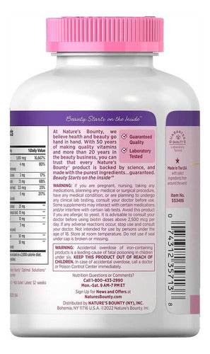 Nature's Bounty Hair Skin And Nails 5000mcg Vitaminas para cabelo pele e unhas 250 Softgels Sem sabor