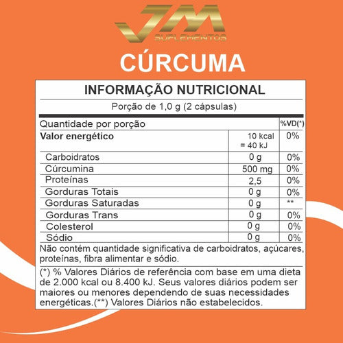 Suplemento Em Capsulas Curcuma Original 360 Capsulas ( 3 Potes ) Sem Sabor - Jmsuplementos