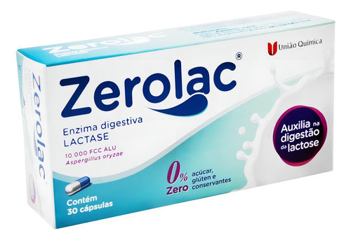 Zerolac Enzima Lactase 10.000 30 Caps Zero Açúcar