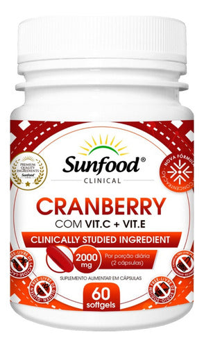 Cranberry Capsulas 2000mg + Vitamina C + Vitamina E 60cáps Sunfood