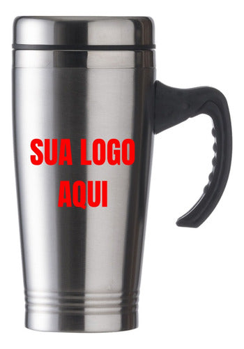 Caneca Copo Squeeze Inox Personalizada Nome Time Logo 450ml