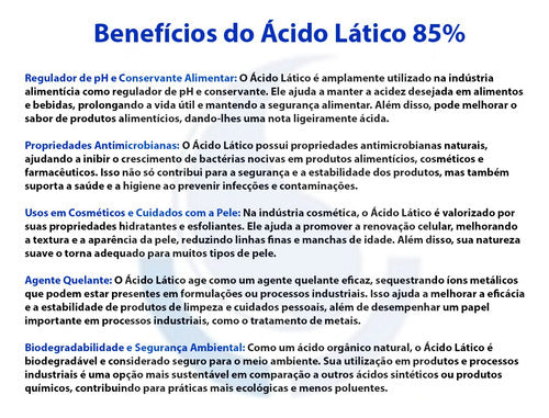 Ácido Lático 85% Alimentício - 1kg
