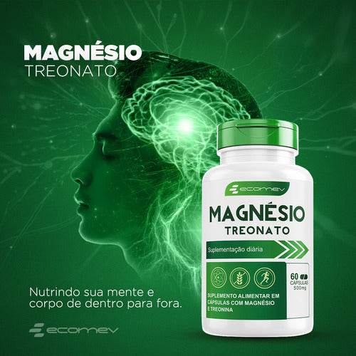 Kit Suplemento Em Cápsulas de Treonato + Coenzima Q10 500mg Premium 120caps Sabor Sem Sabor