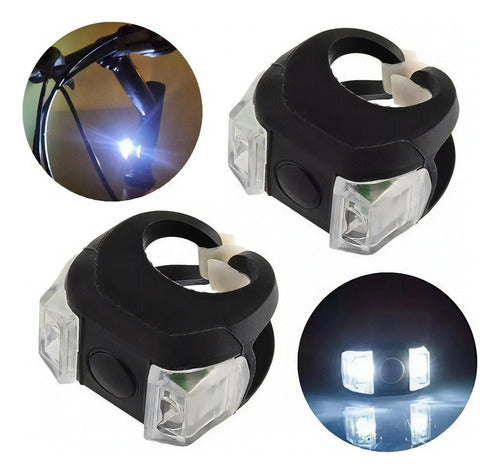 Kit 2 Luz De Segurança Led Duplo Sinalizador Lanterna Bike Cor Preto