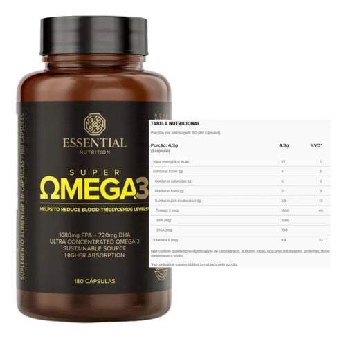 Super Omega 3 Tg Essential Nutrition 180 Cápsulas
