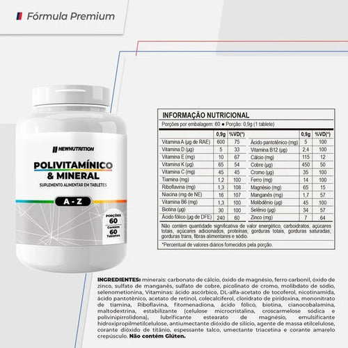 Polivitamínico E Mineral A-z 120 Tabletes New Nutrition