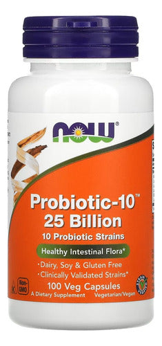 Probiotic-10 25 Billion Now Foods 100capsulas Veg Eua/usa Sabor Sem sabor