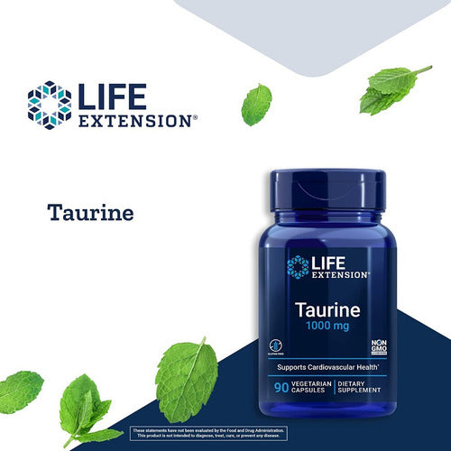 Taurine Taurina 1000mg 90 caps - Life Extension sem sabor
