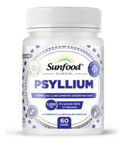Psyllium 1200mg 60caps Sunfood Fibras Sabor Sem sabor
