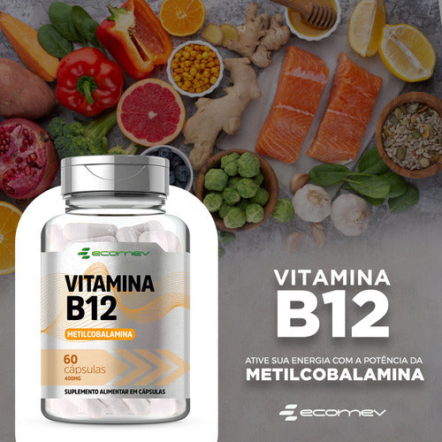 3x Vitamina B12 Metilcobalamina ( Forma Ativa ) 414%vd 180cp Sabor Sem sabor