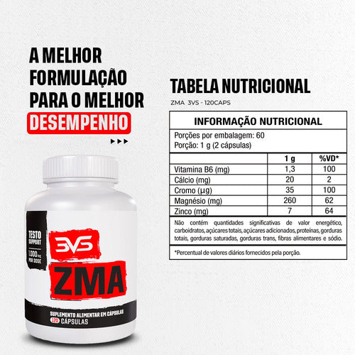 Zma 1000mg Ultra Concentrado Fórmula Exclusiva Precursor Testo - 120 Cápsulas