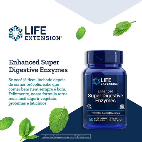 Super Digestive Enzymes 60 Cápsulas Life Extension Sabor Sem Sabor